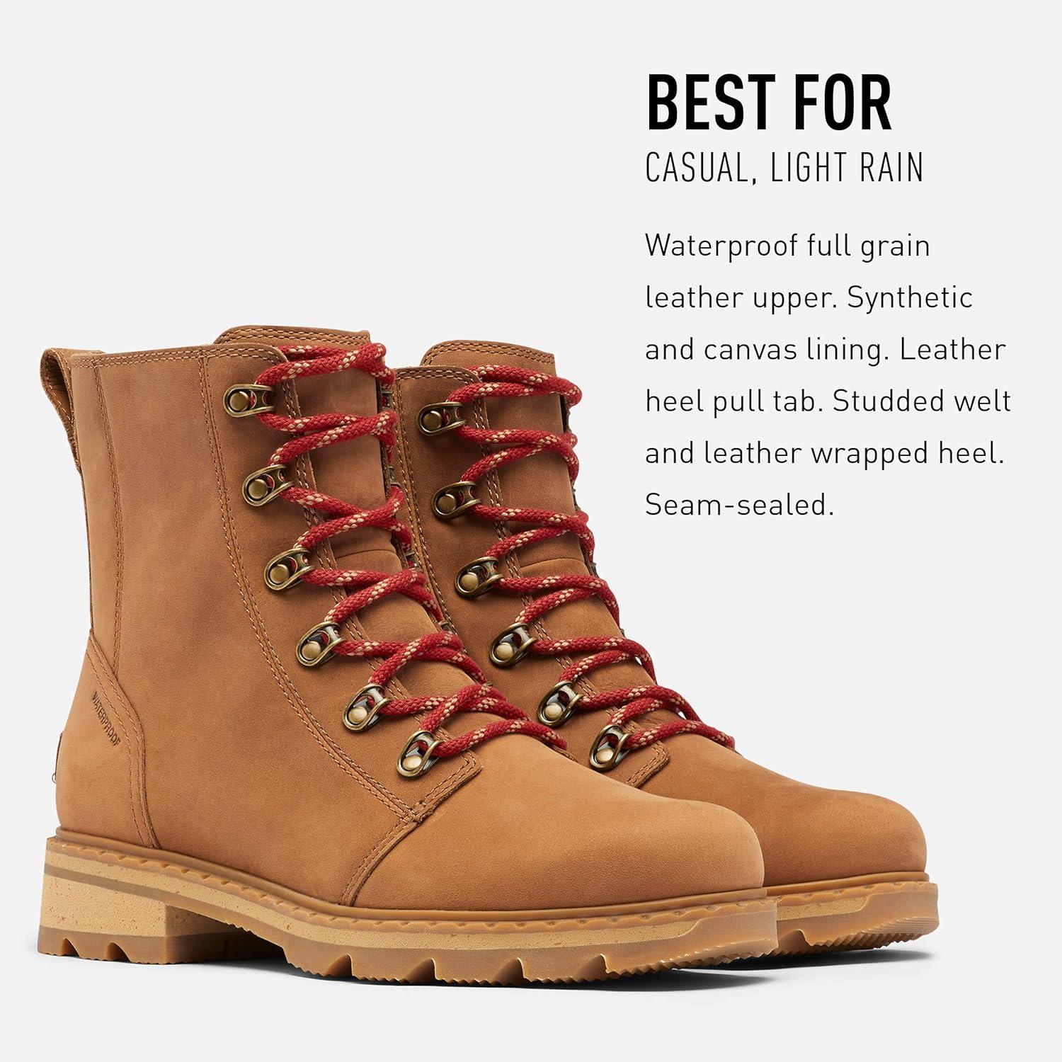 imageSorel Womens Lennox Lace Rain Boot Waterproof Leather BootsVelvet Tan