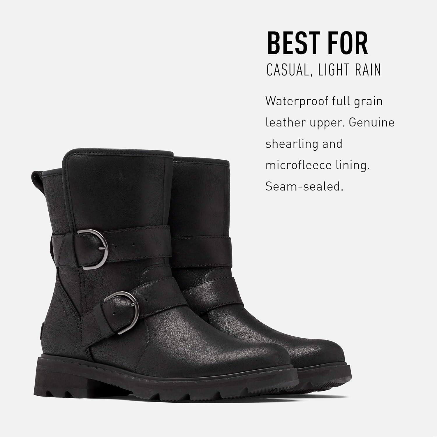 imageSorel Womens Lennox Moto Cozy Boot Rain Waterproof BlackBlack