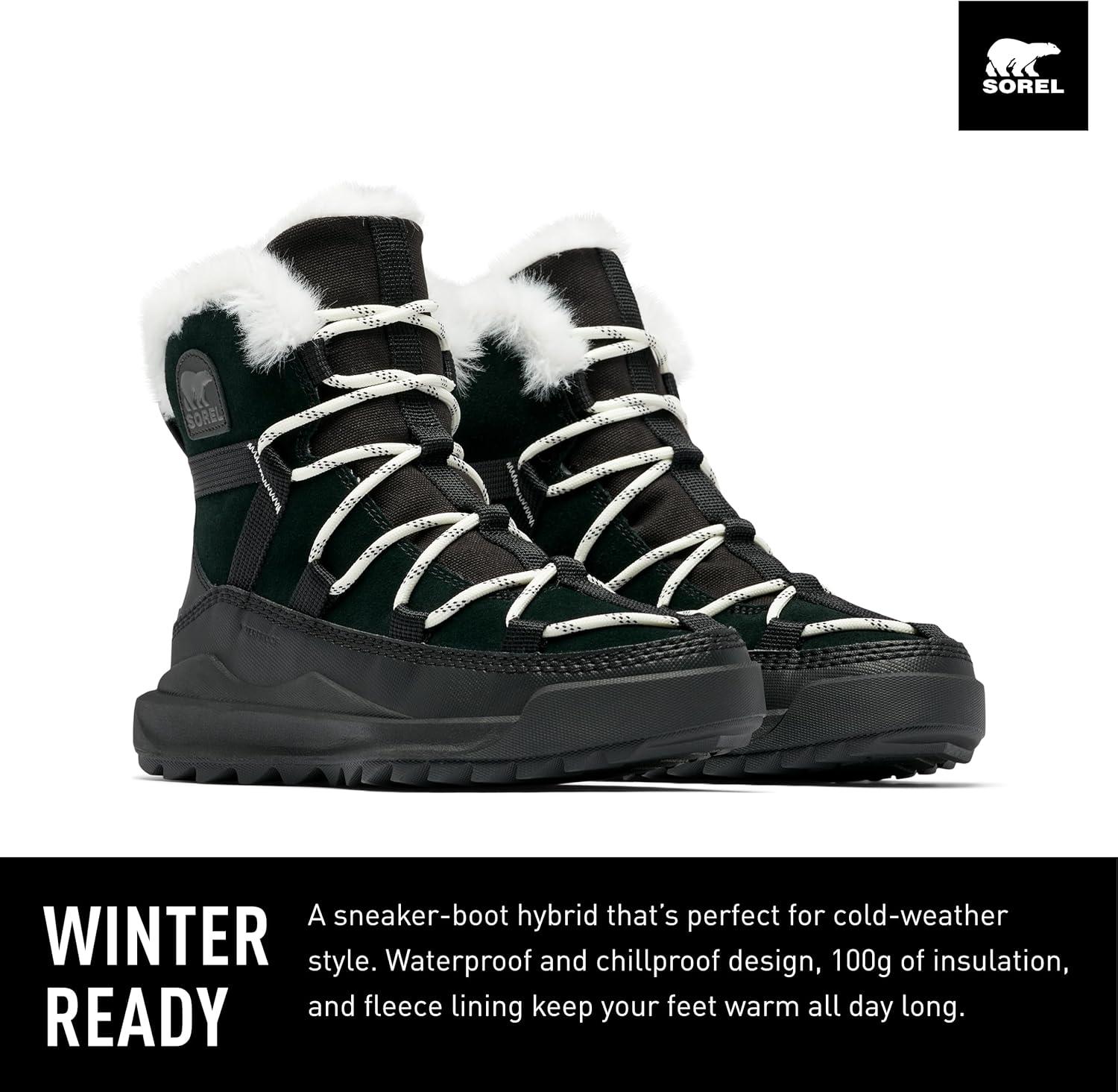imageSorel Womens Ona RMX Glacy Plus Waterproof Snow BootBlackSea Salt