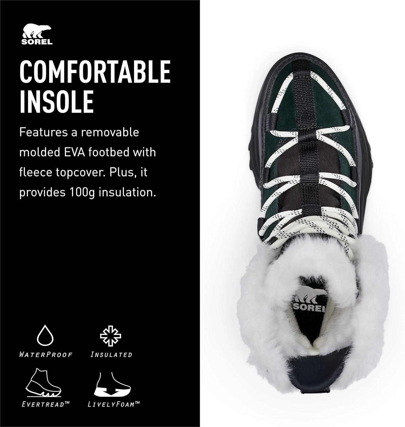 imageSorel Womens Ona RMX Glacy Plus Waterproof Snow BootBlackSea Salt