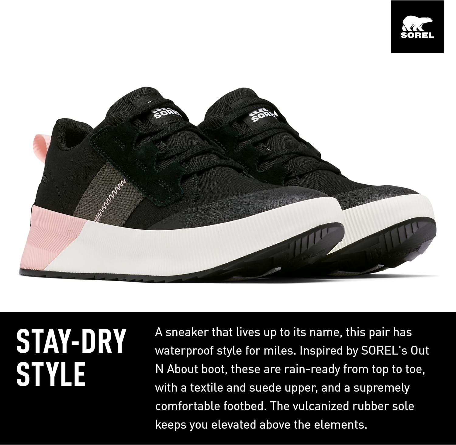 imageSorel Womens Out N About III Low Sneaker Canvas ShoesBlack Vintage Pink