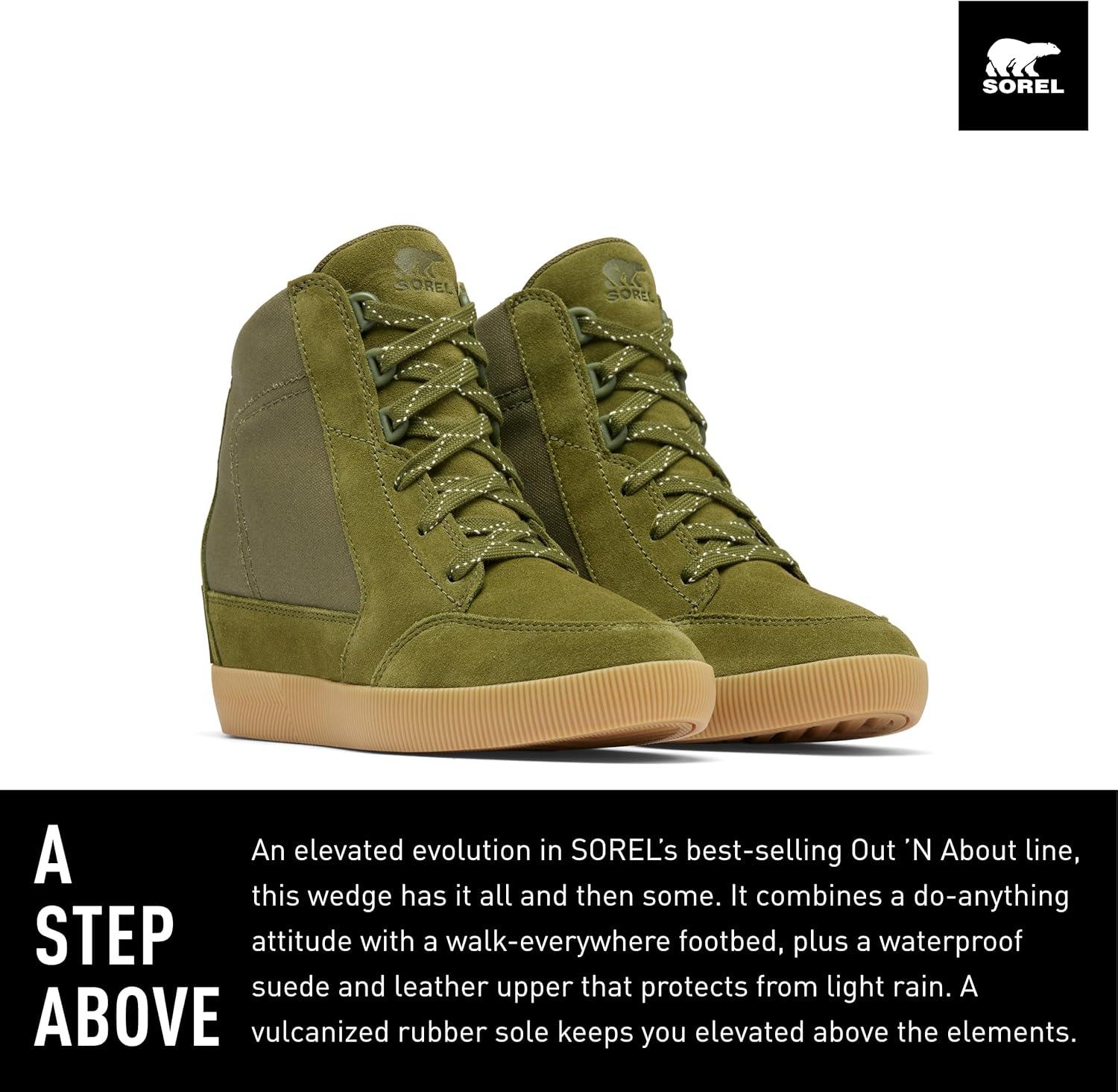 imageSorel Womens Out N About Wedge BootsUtility GreenSea Salt