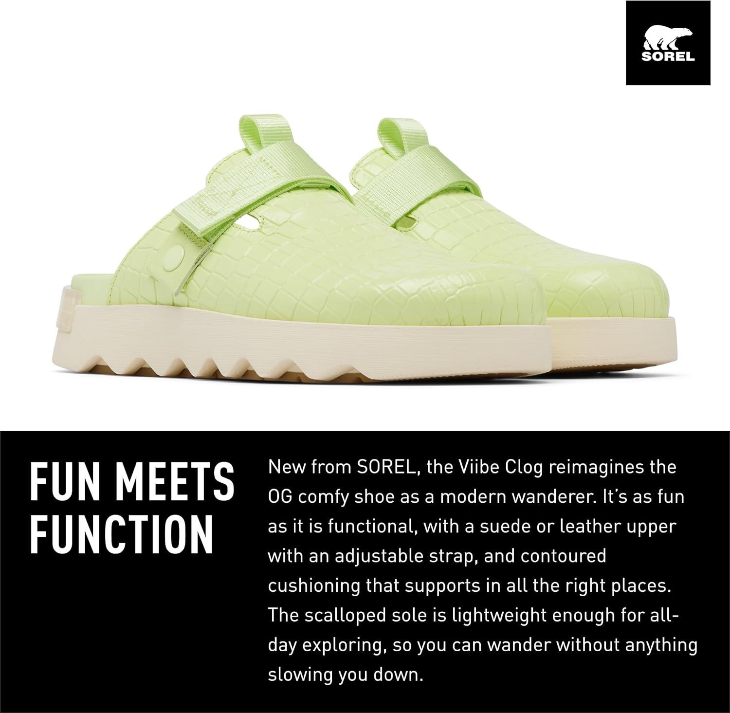 imageSorel Womens Viibe Clog SlipOnsLuminous Lime Honey White