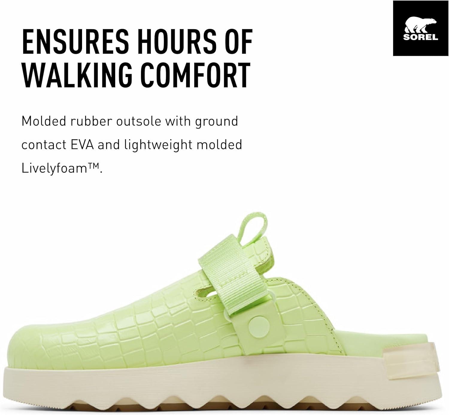 imageSorel Womens Viibe Clog SlipOnsLuminous Lime Honey White