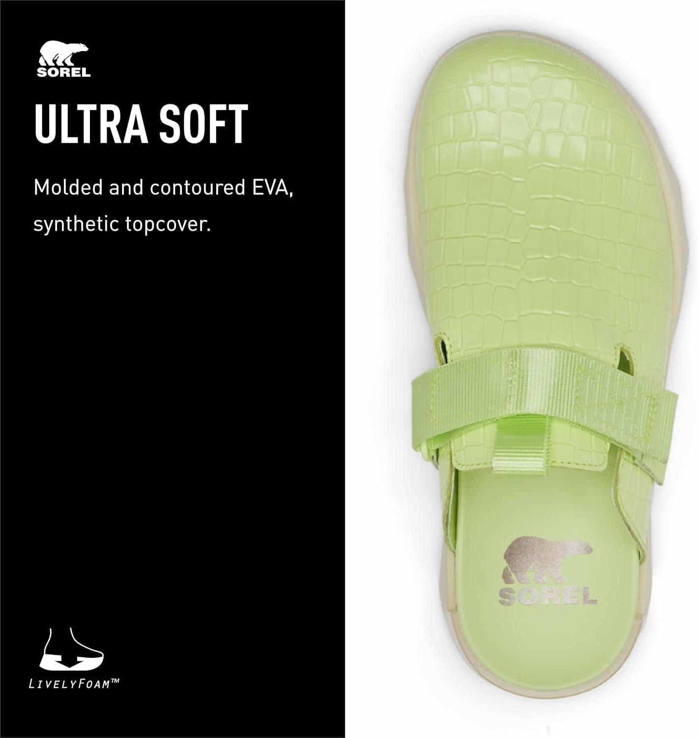 imageSorel Womens Viibe Clog SlipOnsLuminous Lime Honey White