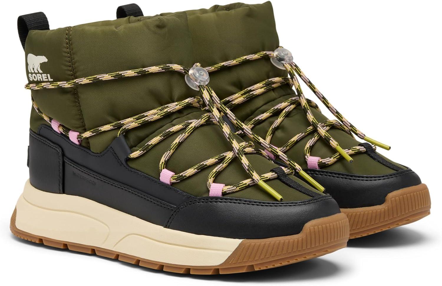 imageSorel Womens Whitney Iii Slipon Waterproof Snow BootUtility GreenBlack