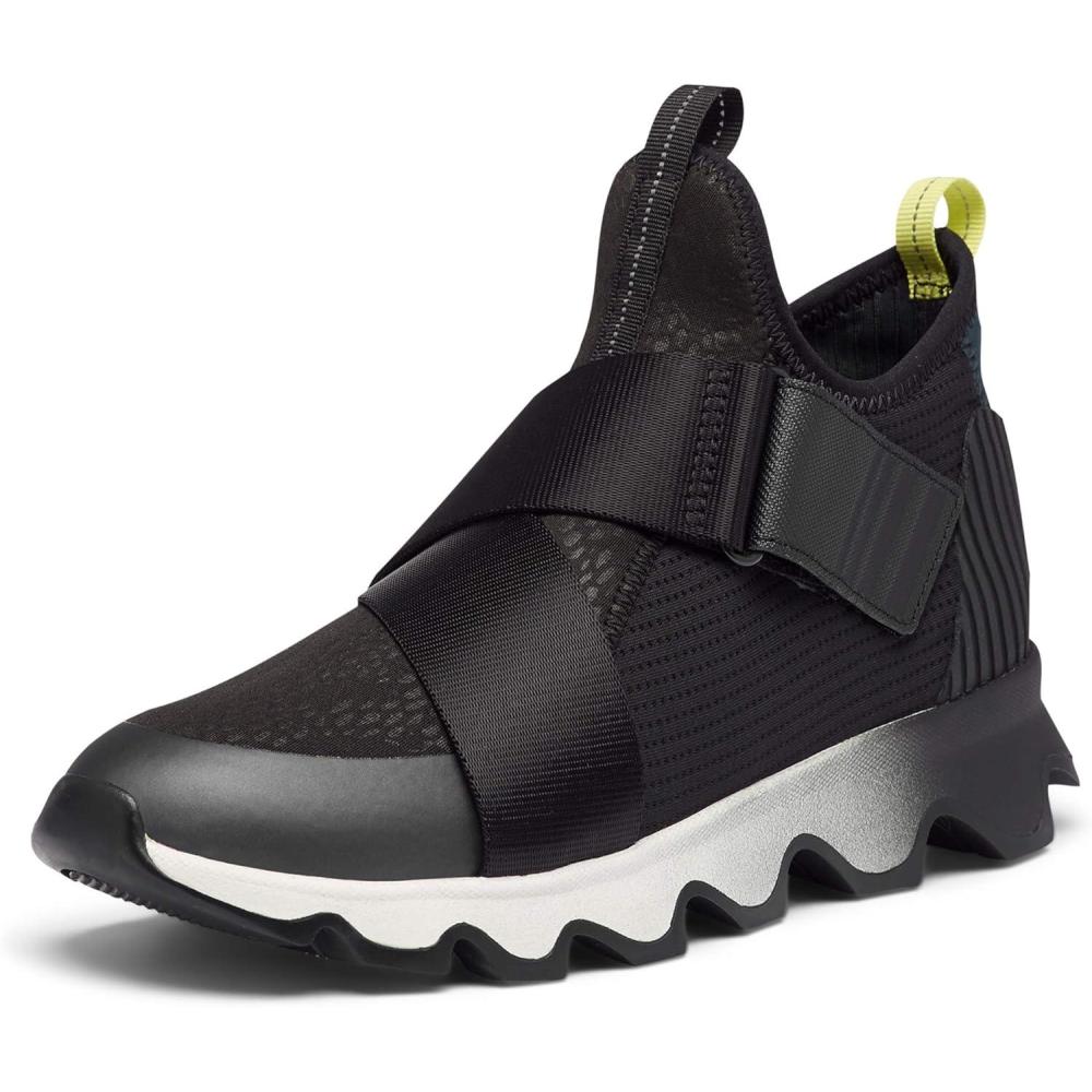 imageSOREL Womens Kinetic Sneak Knit Sneaker with Scalloped Sole and Stretch StrapsBlack