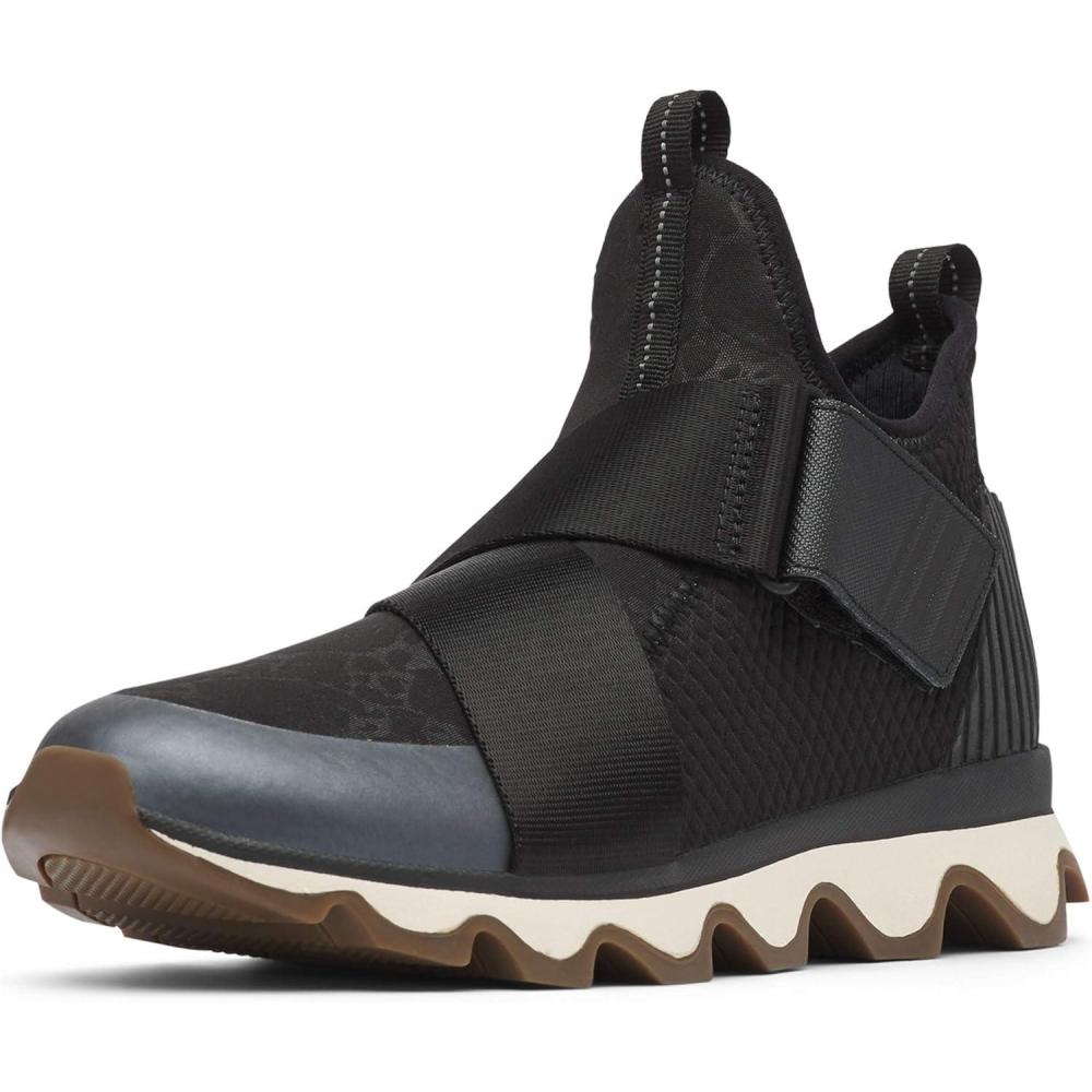 imageSOREL Womens Kinetic Sneak Knit Sneaker with Scalloped Sole and Stretch StrapsBlack White