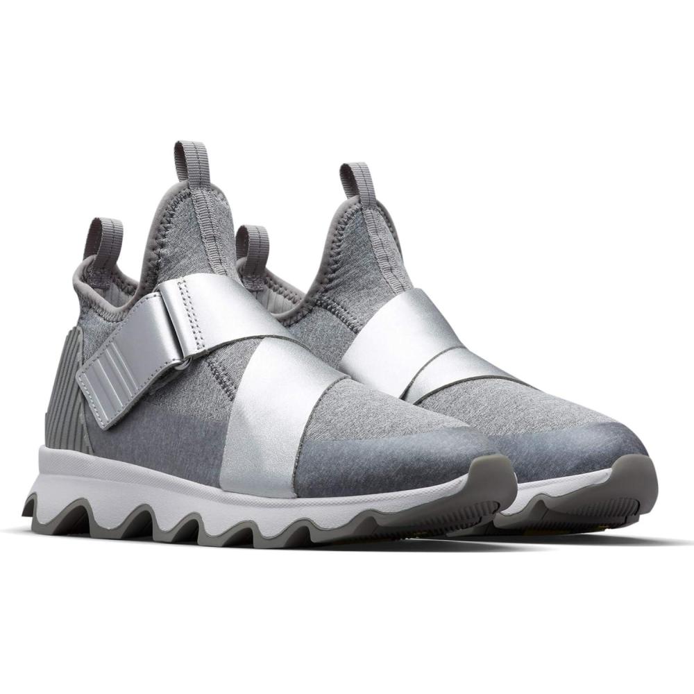 imageSOREL Womens Kinetic Sneak Knit Sneaker with Scalloped Sole and Stretch StrapsGrey Dove