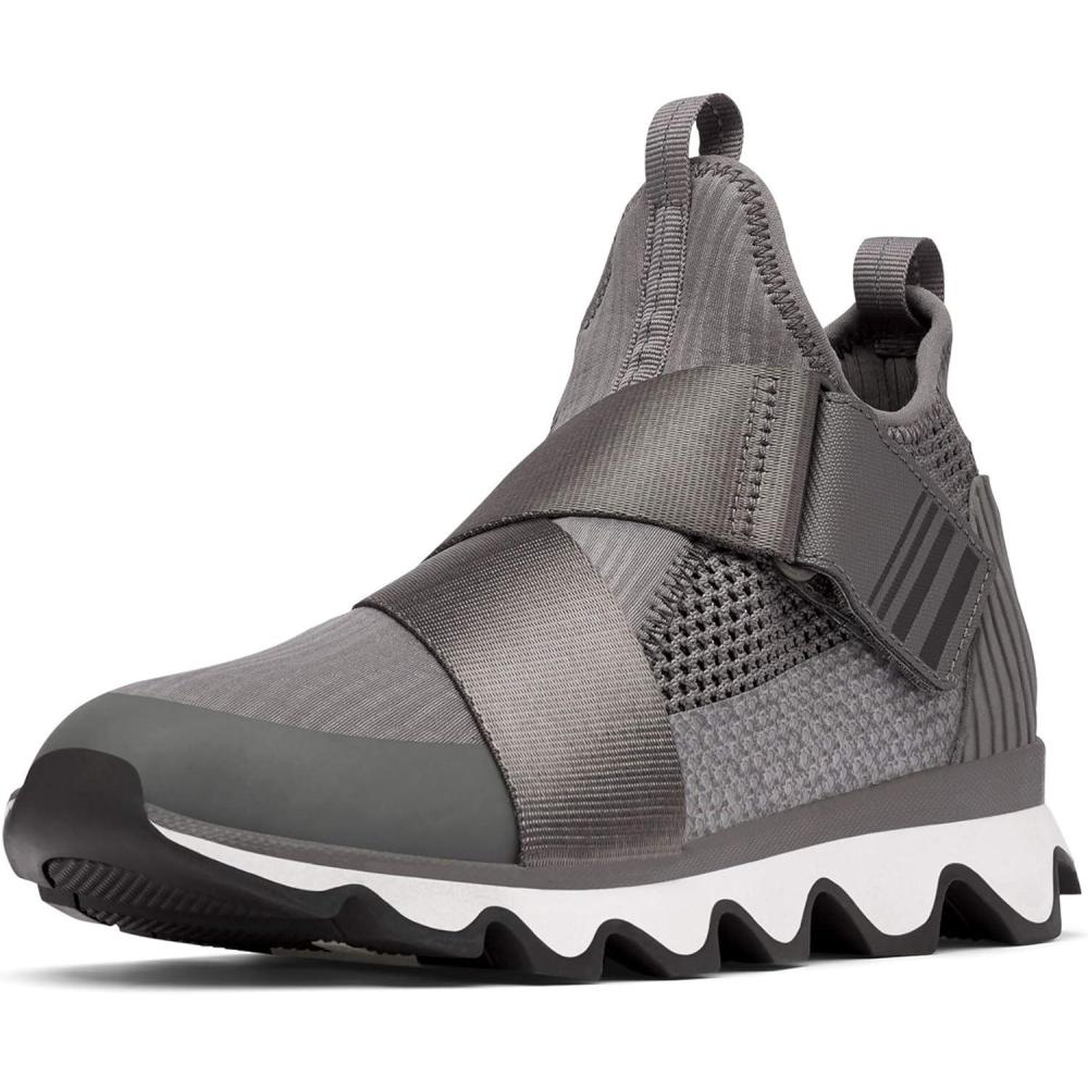 imageSOREL Womens Kinetic Sneak Knit Sneaker with Scalloped Sole and Stretch StrapsGrey Quarry