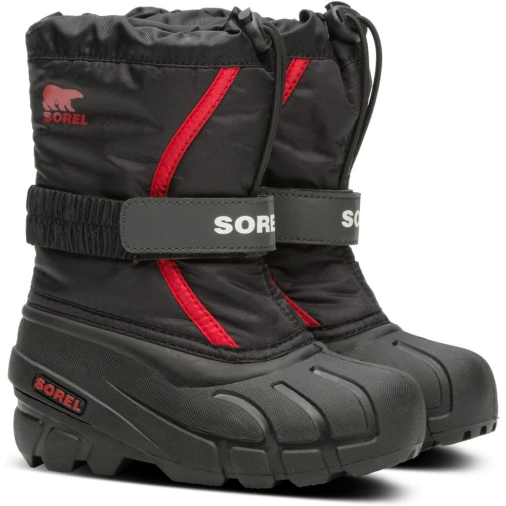 imageSOREL  Youth Flurry Winter Snow Boots for KidsBlack Black Bright Red