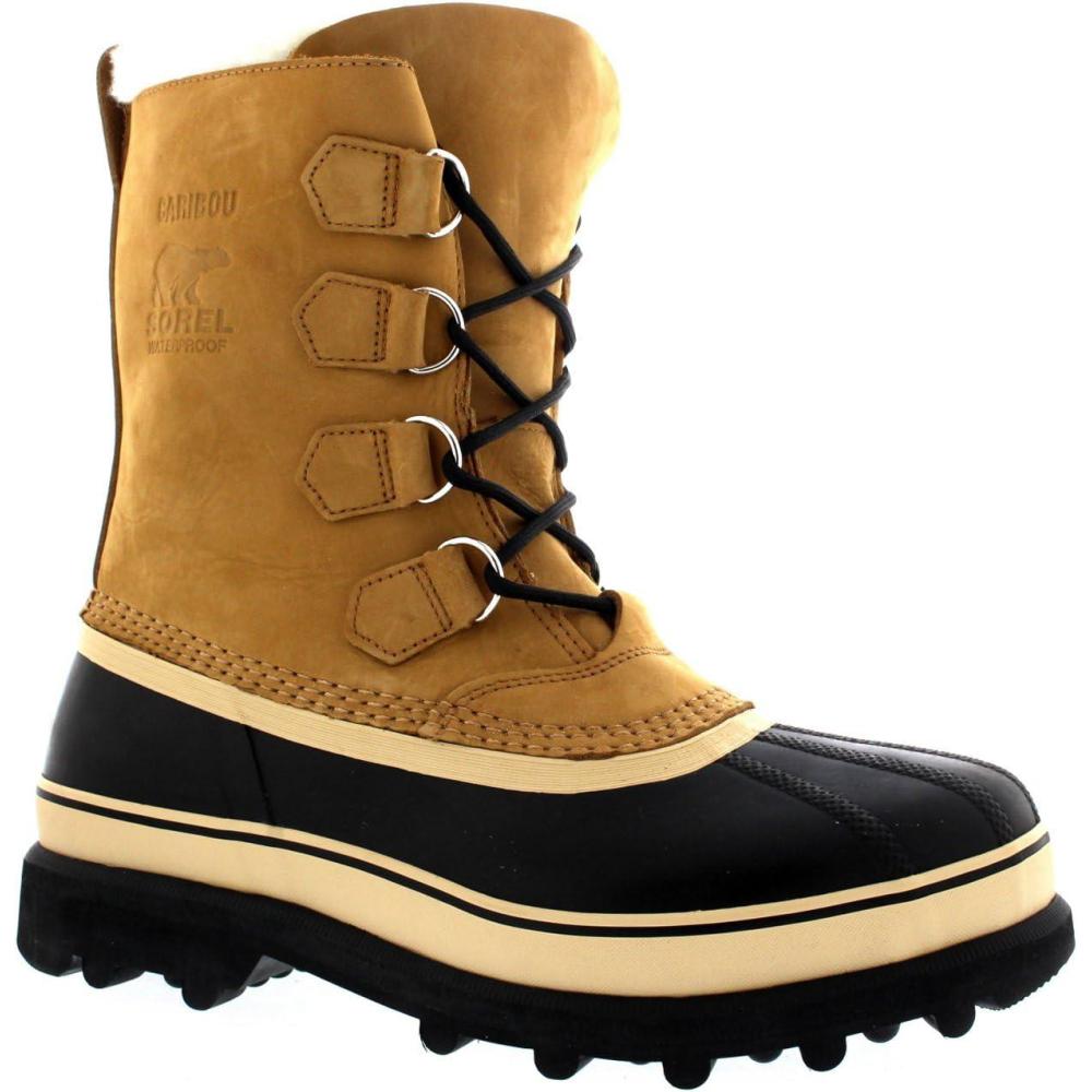 imageSorel Mens Caribou Waterproof Snow Boots Winter Warm Fur Lined MidCalfBuff