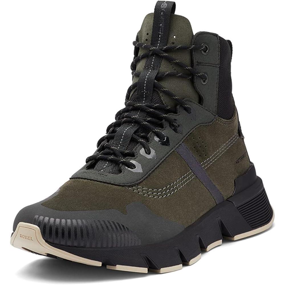 imageSorel Mens Kinetic Rush MID WP Sneaker  Waterproof Suede SneakersAlpine Tundra  Dark Moss