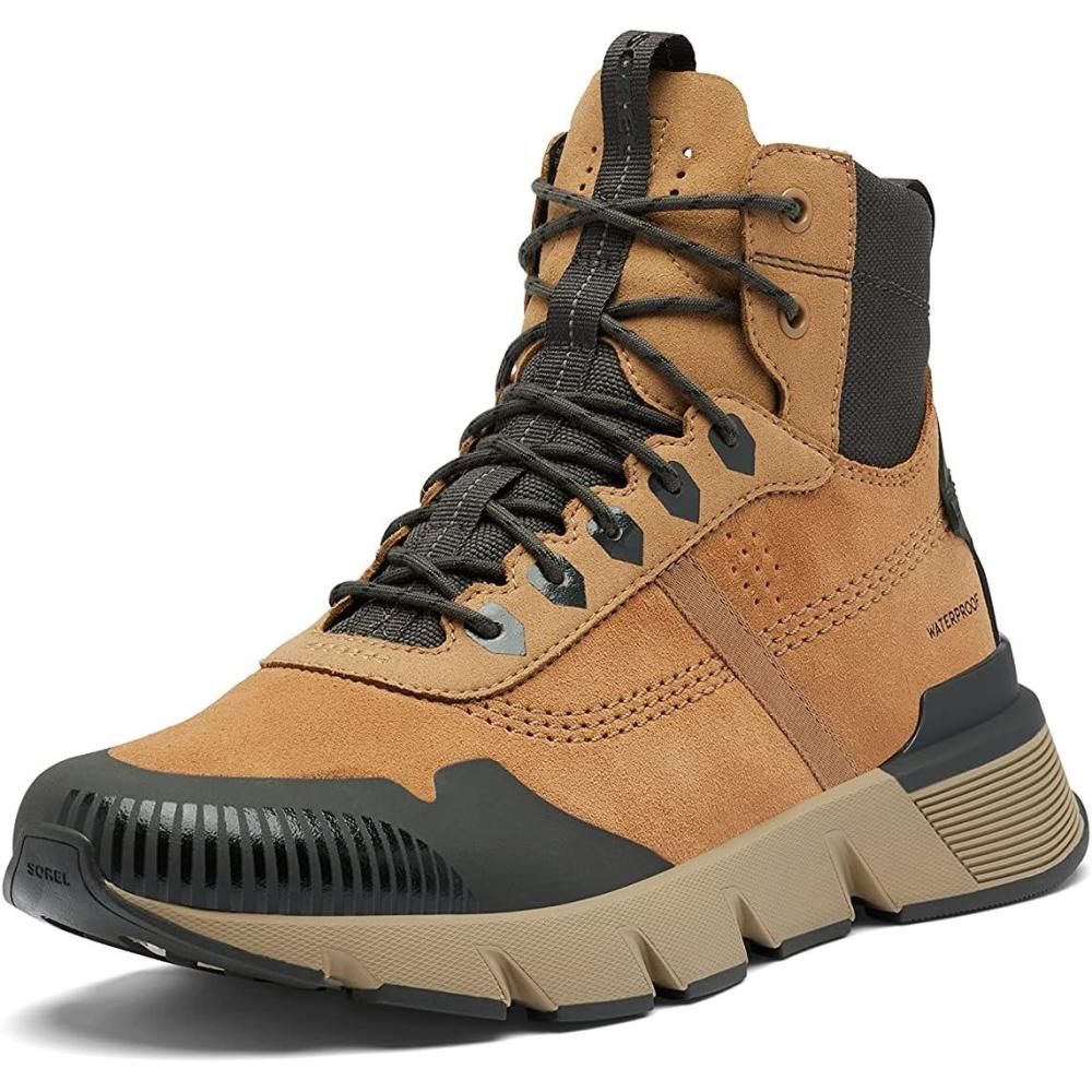 imageSorel Mens Kinetic Rush MID WP Sneaker  Waterproof Suede SneakersTawny Buff  Sandy Tan