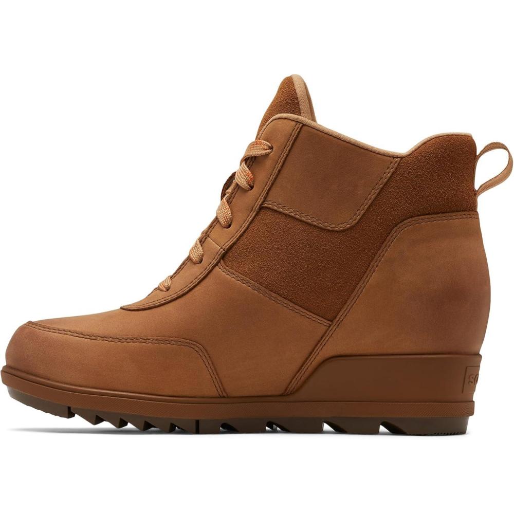 imageSorel Womens Evie Sport Lace Bootie Waterproof Suede ampamp Leather Wedge Ankle Sneaker BootiesVelvet Tan Umber