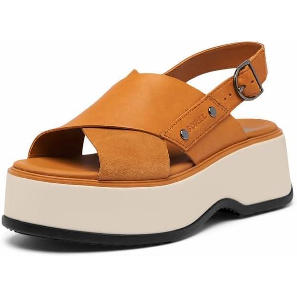 imageSorel Womens Fashion Heeled SandalCanyon Gold  Black