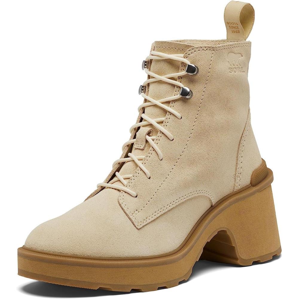 imageSorel Womens HiLine Heel Lace BootsBleached Ceramic Caribou Buff