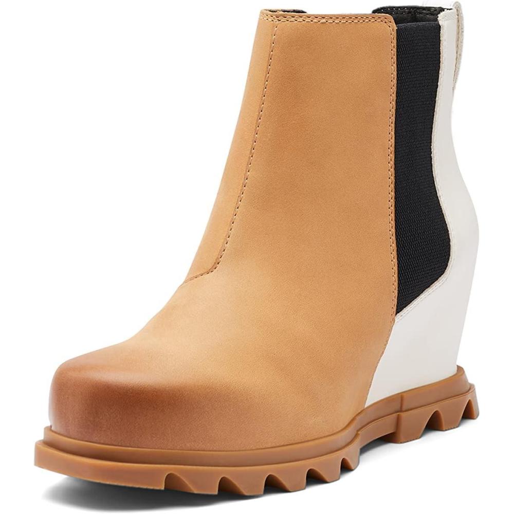 imageSorel Womens Joan of Arctic Wedge III Chelsea Boot Waterproof Leather Wedge BootsTawny Buff Chalk