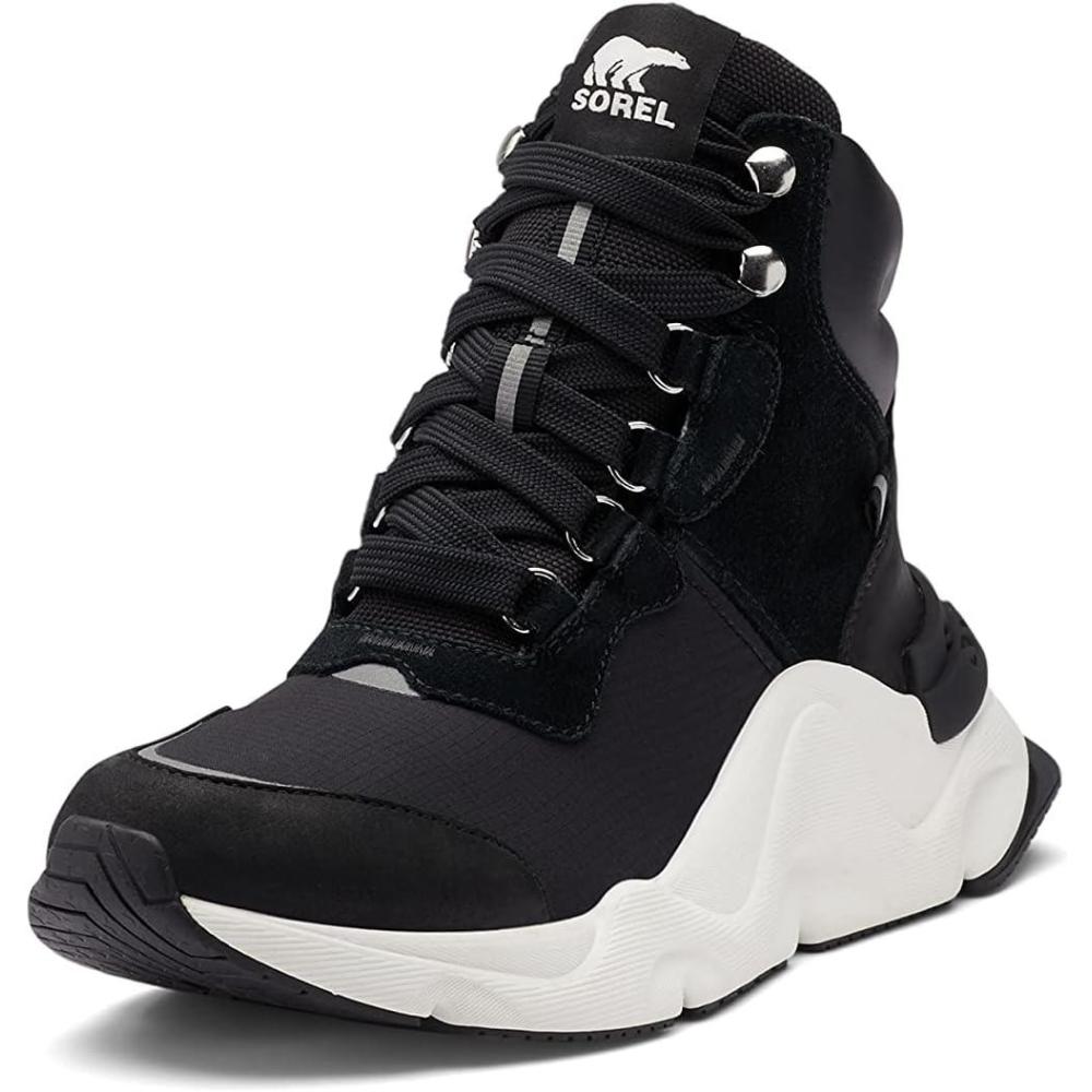 imageSorel Womens Kinetic RNEGD Conquest Boot  Waterproof Leather Winter BootsBlack  Sea Salt