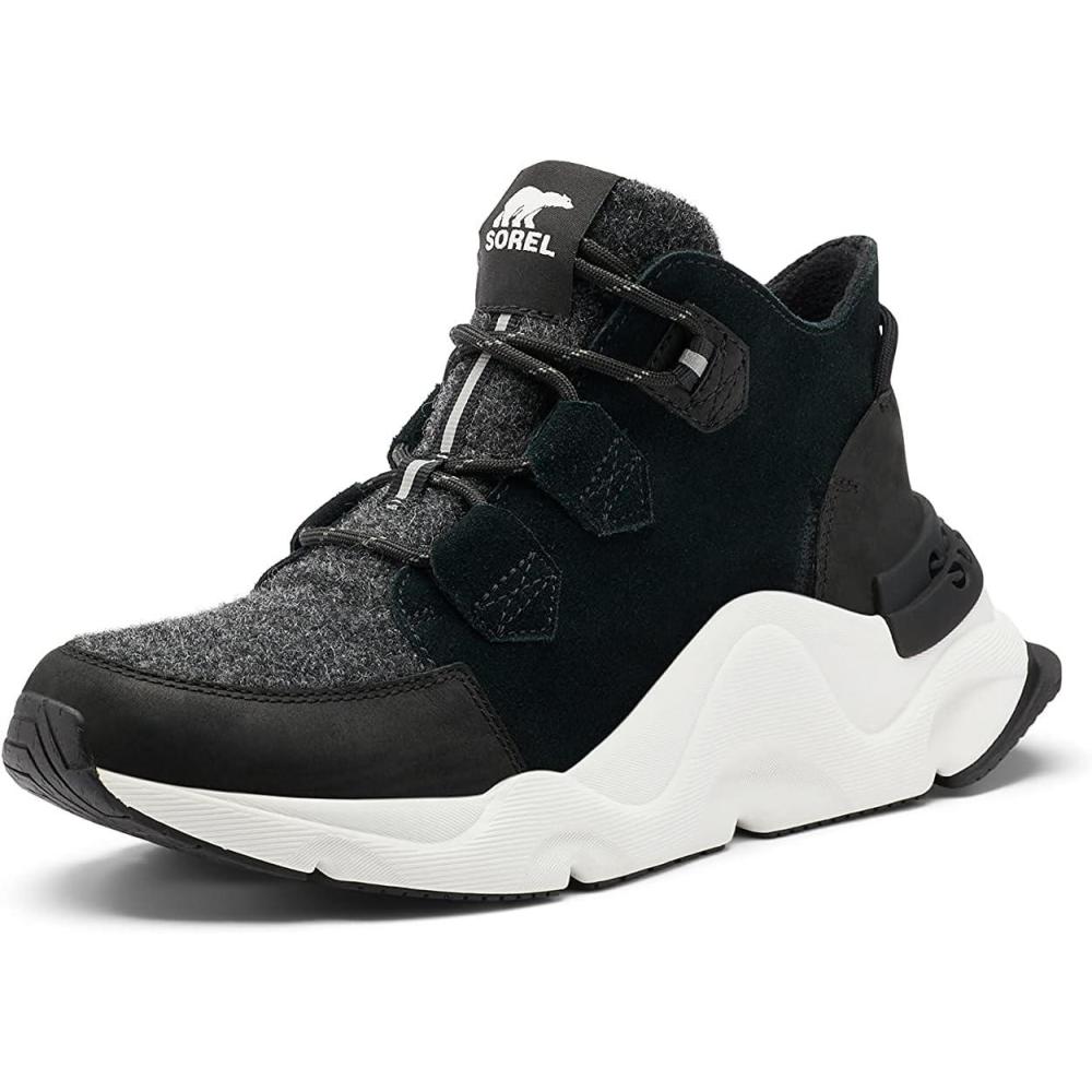 imageSorel Womens Kinetic Rngd Caribou Boot Waterproof Leather Winter BootsBlack Sea Salt