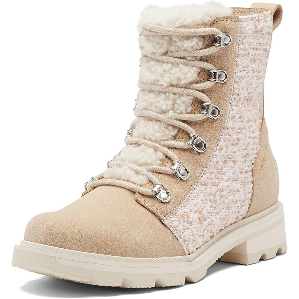 imageSorel Womens Lennox Lace Cozy Rain Boot  Waterproof Suede BootsAncient Fossil  Chalk