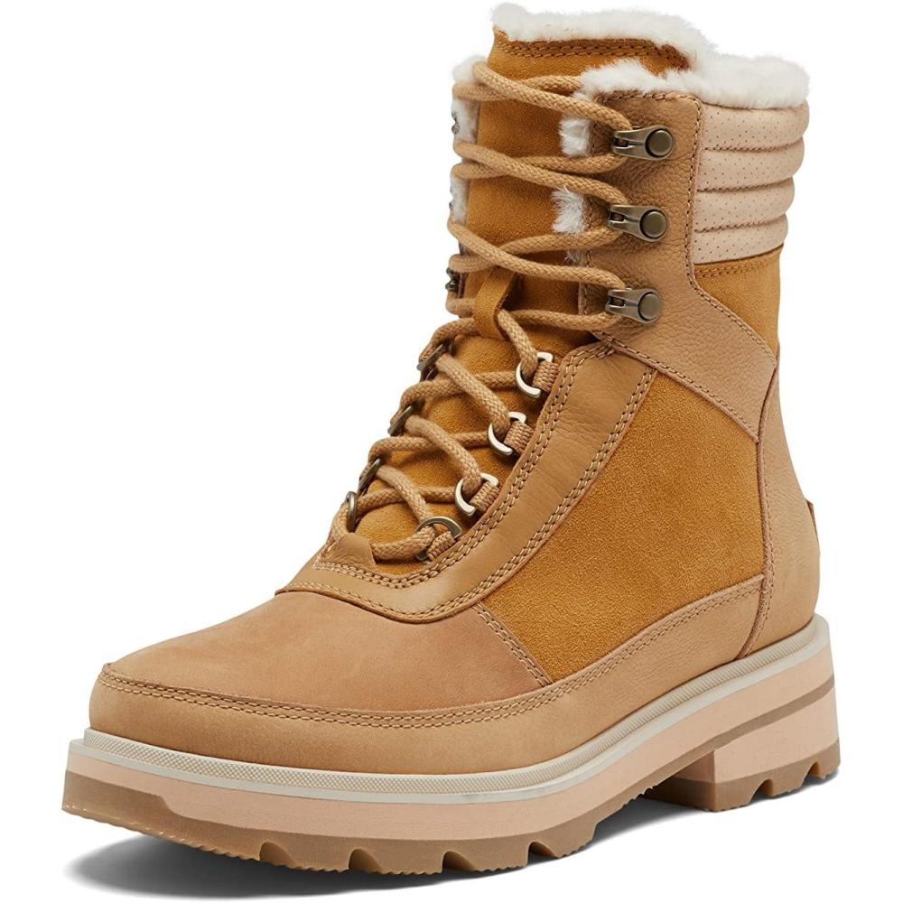 imageSorel Womens Lennox Lace Cozy Rain Boot  Waterproof Suede BootsGeo Yellow  Curry