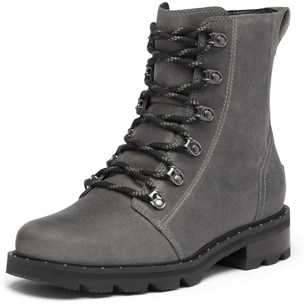 imageSorel Womens Lennox Lace Rain Boot Waterproof Leather BootsQuarry