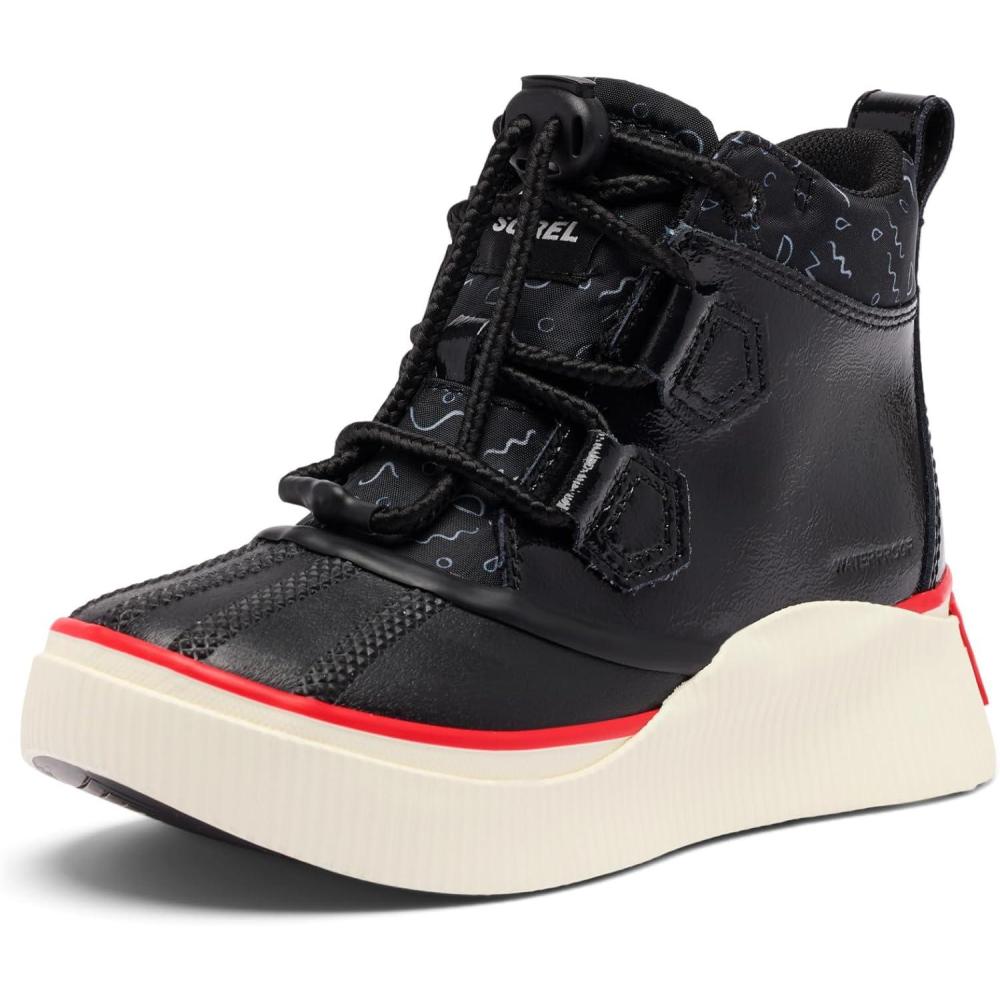 imageSorel unisexchild Out N About IV Classic WaterproofBlackBright Red