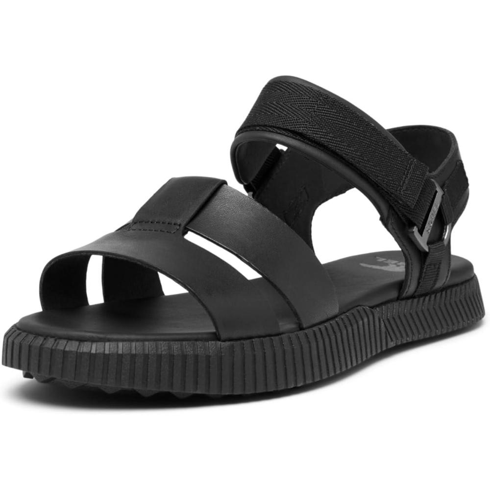 imageSorel womens Ona Ave Ankle Strap Flat SandalBlack  Black