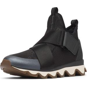 SOREL – Women’s Kinetic Sneak, Knit Sneaker with Scalloped Sole and Stretch Straps(Black/White)