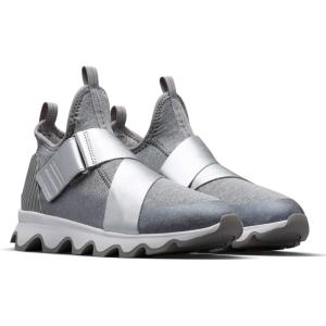 SOREL – Women’s Kinetic Sneak, Knit Sneaker with Scalloped Sole and Stretch Straps(Grey Dove)