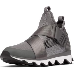 SOREL – Women’s Kinetic Sneak, Knit Sneaker with Scalloped Sole and Stretch Straps(Grey Quarry)