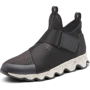 SOREL – Women’s Kinetic Sneak, Knit Sneaker with Scalloped Sole and Stretch Straps(Nordy-black  Sea Salt)