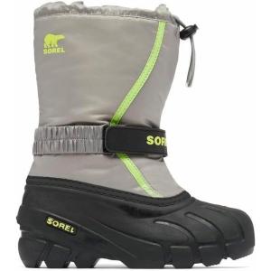 SOREL – Youth Flurry Winter Snow Boots for Kids(Grey Chrome Grey X Black Youth)