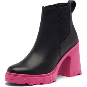 Sorel Women’s Brex Heel Chelsea Boots(Black  Cactus Pink)