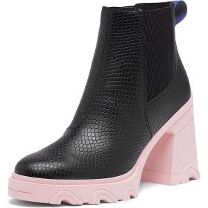 Sorel Women’s Brex Heel Chelsea Boots(Black  Vintage Pink)