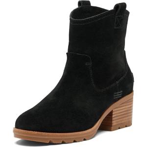 Sorel Women’s Cate Pull On Boot — Waterproof Suede Rain Boot(Black  Gum 10)