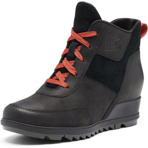Sorel Women’s Evie Sport Lace Bootie — Waterproof Suede & Leather — Wedge Ankle Sneaker — Booties(Black  Jet)