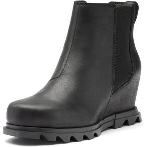Sorel Women’s Joan of Arctic Wedge III Chelsea Boot — Waterproof Leather Wedge Boots(Black  Sea Salt)