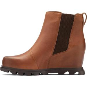 Sorel Women’s Joan of Arctic Wedge III Chelsea Boot — Waterproof Leather Wedge Boots(Hazelnut  Blackened Brown)