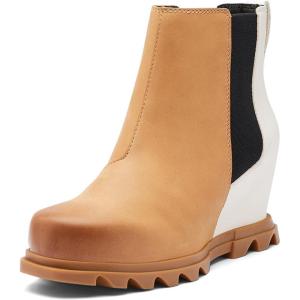 Sorel Women’s Joan of Arctic Wedge III Chelsea Boot — Waterproof Leather Wedge Boots(Tawny Buff  Chalk)