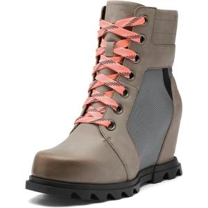 Sorel Women’s Joan of Arctic Wedge III Lexie Boot — Waterproof Leather Wedge Boots(Quarry  Black)