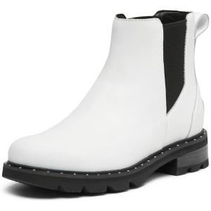 Sorel Women’s Lennox Chelsea Rain Boot — Waterproof Leather Boots(White)