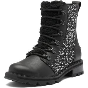 Sorel Women’s Lennox Lace Cozy Rain Boot — Waterproof Suede Boots(Black  Black)