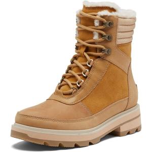 Sorel Women’s Lennox Lace Cozy Rain Boot — Waterproof Suede Boots(Geo Yellow  Curry)