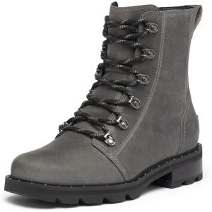 Sorel Women’s Lennox Lace Rain Boot — Waterproof Leather Boots(Quarry)