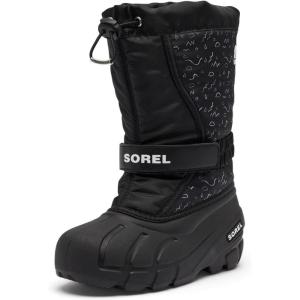 Sorel unisex-child Flurry Boot Print(Black/Sea Salt)