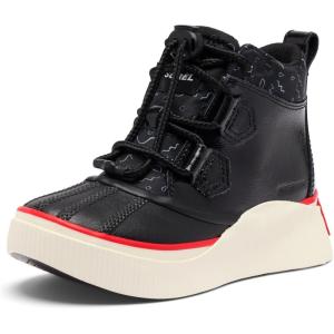 Sorel unisex-child Out N About IV Classic Waterproof(Black/Bright Red)