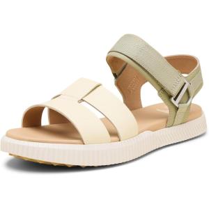 Sorel womens Ona Ave™ Ankle Strap Flat Sandal(Dusty Twill/Honey White)
