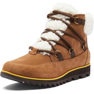 Sorel Women’s Harlow Lace Cozy Boot — Waterproof Leather Ankle Booties(Velvet Tan  Blackened Brown)